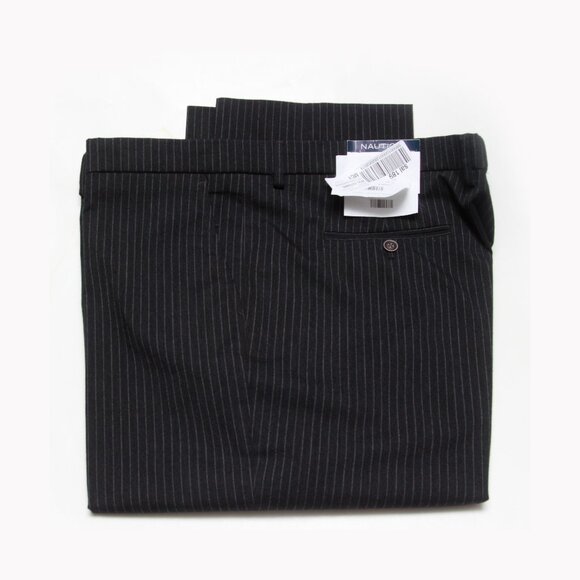 Nautica Men's Modern Stretch Dress Pants Striped Charcoal 46W x 32L D110628 - Picture 1 of 4